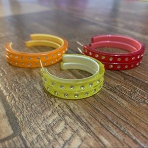 🔥3 PAIR rhinestone hoops costume jewelry🔥